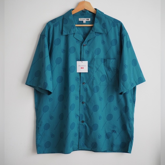 JW Anderson casual open collar Uniqlo badminton print shirt - Picture 1 of 10